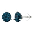thumbnail image 1 of 4 ct Screw-Back Stud Earrings for Women | 8.0mm Round Cut Natural London Blue Topaz | 18K White Gold, 1 of 5