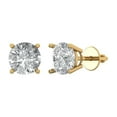 thumbnail image 1 of 14K Solid Gold Screw Back Stud Earrings for Women | 4 cttw Round Cut Simulated Diamond | Yellow Gold, 1 of 5