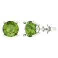 thumbnail image 1 of 14K Solid Gold Push Back Stud Earrings for Women | 4 cttw Round Cut Natural Peridot | White Gold, 1 of 5