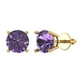 thumbnail image 1 of 4 ct Screw-Back Stud Earrings for Women | 8.0mm Round Cut Simulated Alexandrite | 18K Yellow Gold, 1 of 5