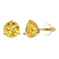 thumbnail image 1 of 4 ct Screw-Back Stud Earrings for Women | 8.0mm Round Cut Simulated Yellow Diamond | 18K Yellow Gold, 1 of 5
