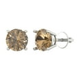 thumbnail image 1 of Clara Pucci 4Ct Champagne Round Cut VVS1 Screw Back Stud 18k Solid hypoallergenic Gold Designer Earrings For April, 1 of 7