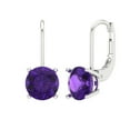 thumbnail image 1 of Clara Pucci 4Ct Natural Amethyst Round Cut VVS1 Lever Back Drop Dangle 18k Solid hypoallergenic Gold Designer Earrings For February, 1 of 7