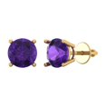 thumbnail image 1 of Clara Pucci 4Ct Natural Amethyst Round Cut VVS1 Screw Back Stud 14k Solid hypoallergenic Gold Designer Earrings For February, 1 of 7