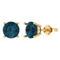 thumbnail image 1 of Clara Pucci 4Ct Natural London Blue Topaz Round Cut VVS1 Push Back Stud 18k Solid hypoallergenic Gold Designer Earrings For December, 1 of 7