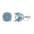 thumbnail image 1 of Clara Pucci 4Ct Natural Swiss Blue Topaz Round Cut VVS1 Screw Back Stud 14k Solid hypoallergenic Gold Designer Earrings For December, 1 of 7