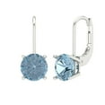 thumbnail image 1 of Clara Pucci 4Ct Blue Round Cut VVS1 Lever Back Drop Dangle 18k Solid hypoallergenic Gold Designer Earrings For April, 1 of 7