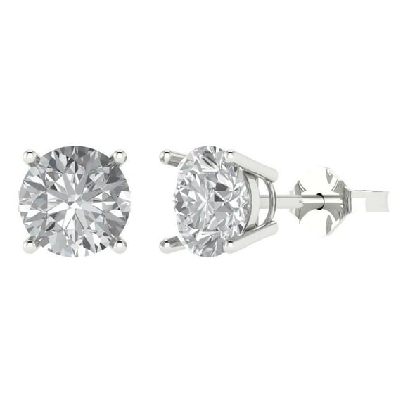 Clara Pucci 4Ct Clear Round Cut VVS1 Push Back Stud 14k Solid hypoallergenic Gold Designer Earrings For April