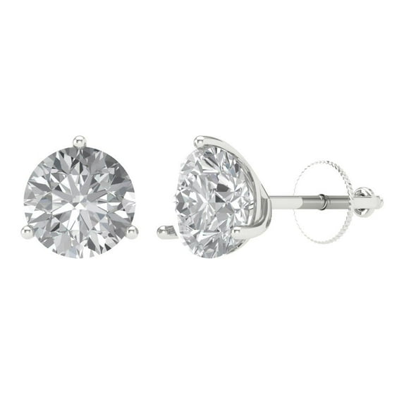 Clara Pucci 4Ct Clear Round Cut VVS1 Screw Back Stud 18k Solid hypoallergenic Gold Designer Earrings For April