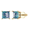 thumbnail image 1 of Clara Pucci 4Ct Synthetic Blue Moissanite Princess Cut VVS1 Screw Back Stud 18k Solid hypoallergenic Gold Designer Earrings For April, 1 of 7
