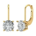thumbnail image 1 of Clara Pucci 4Ct Synthetic White Sapphire Round Cut VVS1 Lever Back Drop Dangle 14k Solid hypoallergenic Gold Designer Earrings For April, 1 of 7