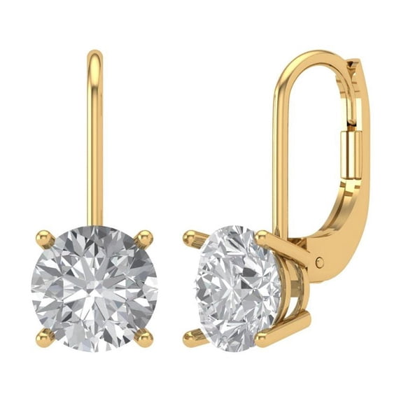 Clara Pucci 4Ct Synthetic White Sapphire Round Cut VVS1 Lever Back Drop Dangle 14k Solid hypoallergenic Gold Designer Earrings For April