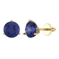 thumbnail image 1 of Clara Pucci 4Ct Tanzanite Round Cut VVS1 Screw Back Stud 14k Solid hypoallergenic Gold Designer Earrings For December, 1 of 7