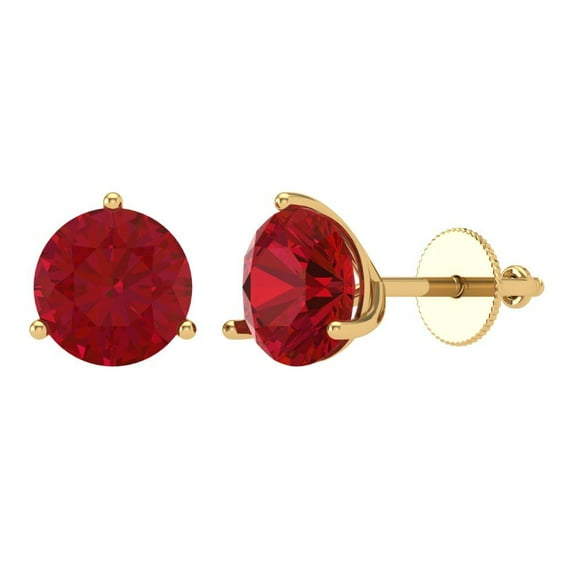 Clara Pucci 4Ct Tourmaline Round Cut VVS1 Screw Back Stud 14k Solid hypoallergenic Gold Designer Earrings For October