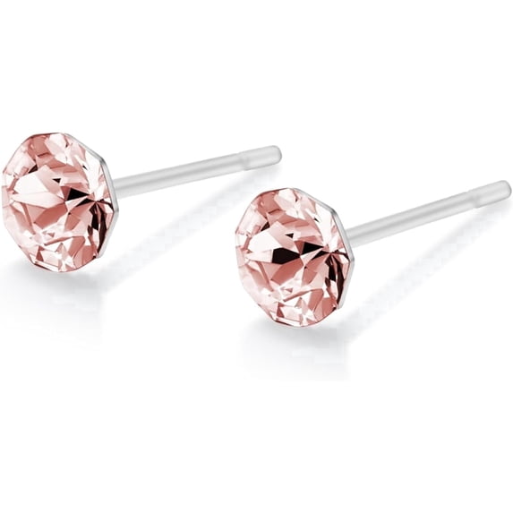 Seona Clara 4mm Crystal Stud Earrings for Women, Hypoallergenic Stainless Steel, Tarnish-Free, Lightweight Jewelry for Everyday Wear – Small | Vintage Rose