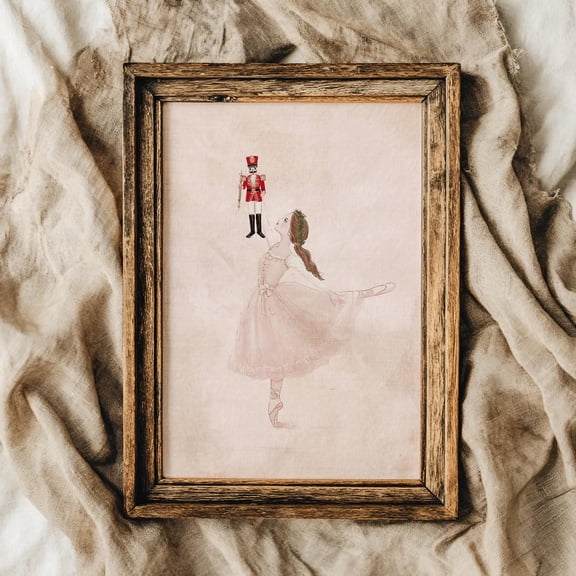Clara and the nutcracker ballet print pink christmas decor pink nutcracker art holiday hosting decor ballet lover decor