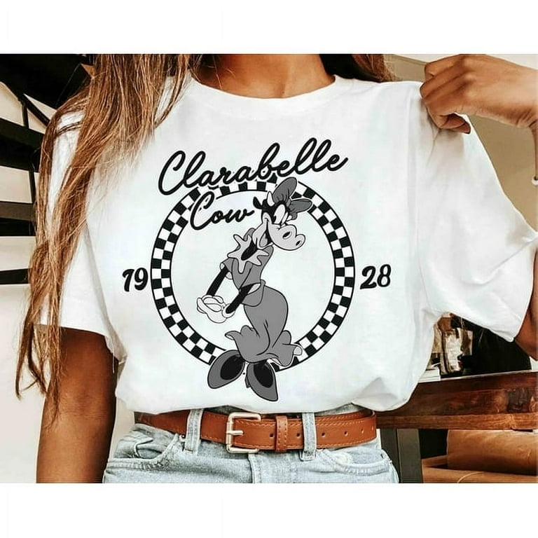 Gildan Clarabelle Cow Creative T Shirt Vintage Clarabelle Cow 1928 Checkerboard T Shirt Disney Mickey and Friends Matching Tee Magic Kingdom