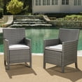 thumbnail image 1 of Clarance Outdoor Wicker Dining Chairs with Light Grey Water Resistant Cushions, Set of 2, Grey, 1 of 6