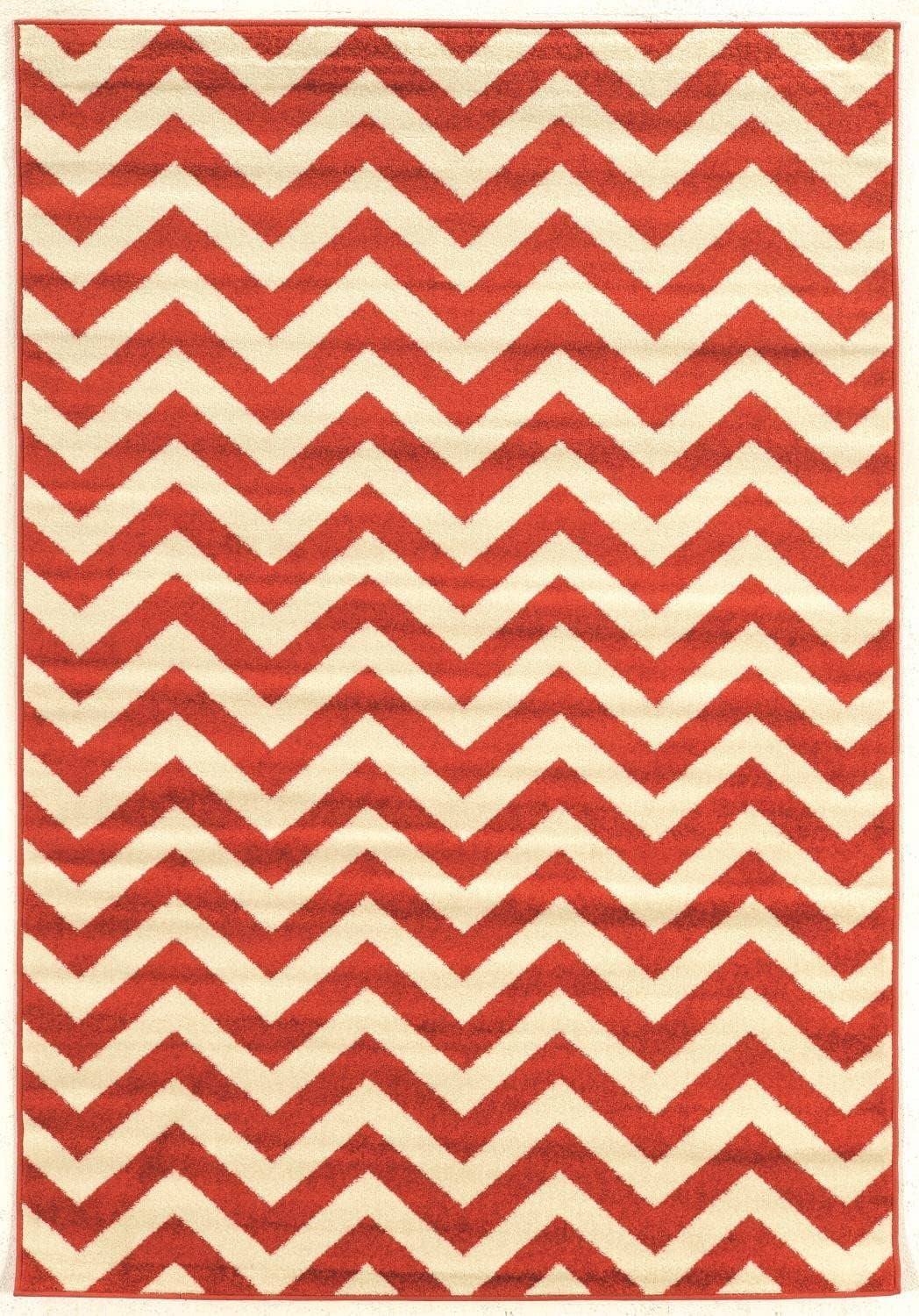Terracotta Chevron 8'x10' Easy-Care Synthetic Rug