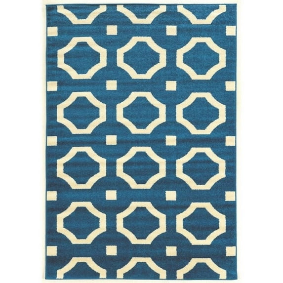 Claremont Octagon Blue/Creame Rug, Multiple Sizes