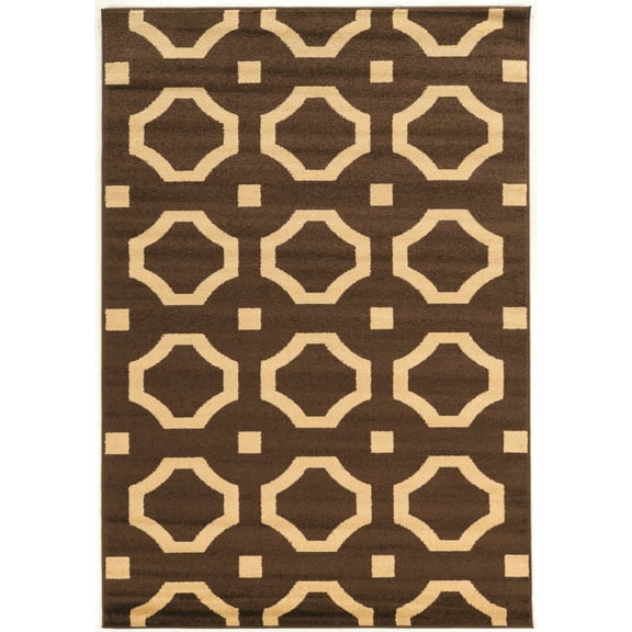 Claremont Octagon Brown Area Rug 8x10 Transitional Abstract Polypropylene