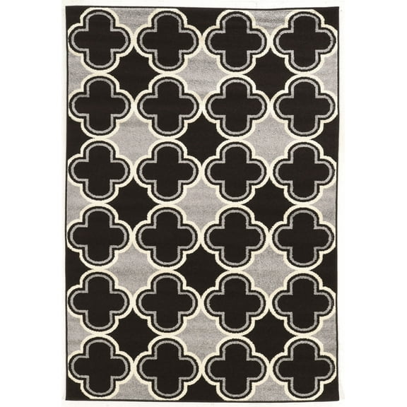 Claremont Quatrefoil Black/Grey Rug, Multiple Sizes