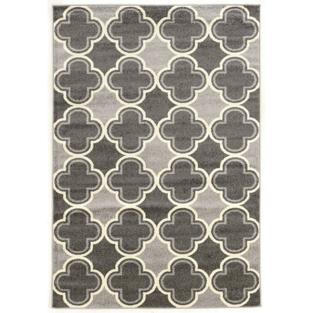 Claremont Quatrefoil Grey/Grey Rug, Multiple Sizes