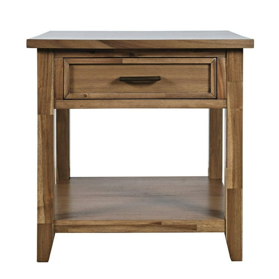 Claremont Transitional Rustic Wood Square End Table with Storage