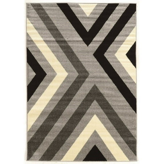 Claremont X's Black/Grey Rug, Multiple Sizes