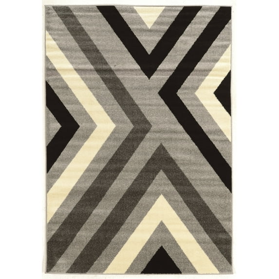 Claremont X's Black/Grey Rug, Multiple Sizes
