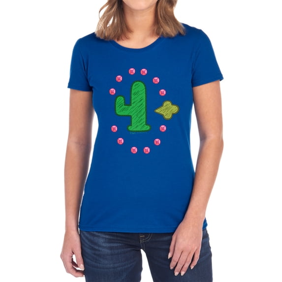 Clarence Freedom Cactus Women's T Shirt, Royal, Large