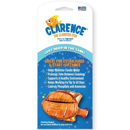 Tank Pals: Clarence the Clarifier Fish - 1 pk, Orange - Aquarium Treatment, Clear Cloudy Fresh-Saltwater, Fish-Plant Safe, 10gal Tank Maintenance Each