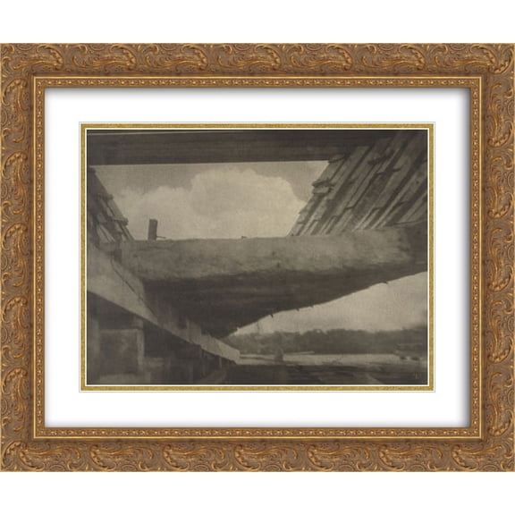 Clarence White 2x Matted 24x20 Gold Ornate Framed Art Print 'The Skeleton of the Ship, Bath, Maine'