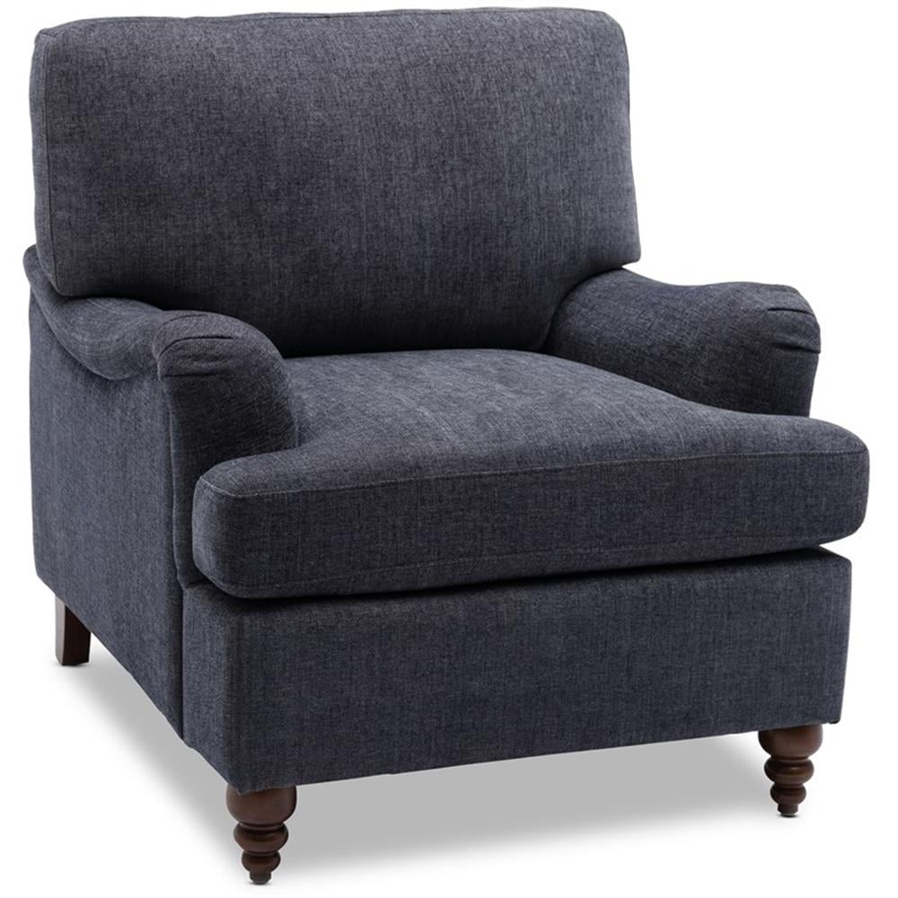 Clarendon Navy Blue Traditional Accent Chair with Walnut Legs