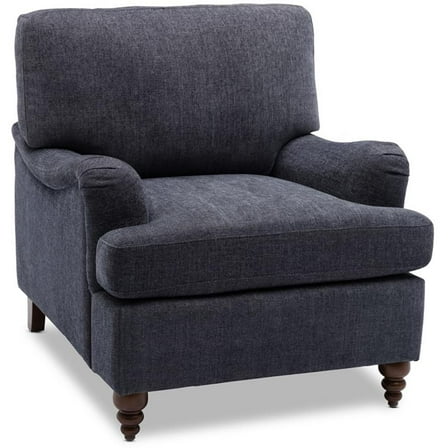 Clarendon Navy Blue Polyester Fabric Upholstered Transitional Arm Chair