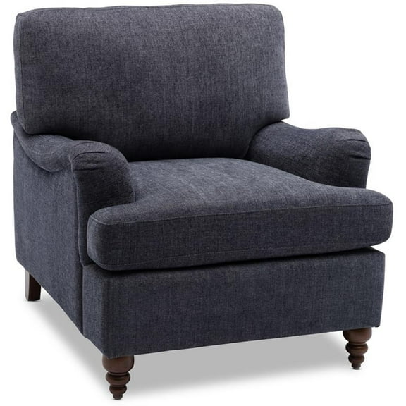 Clarendon Navy Blue Polyester Fabric Upholstered Transitional Arm Chair