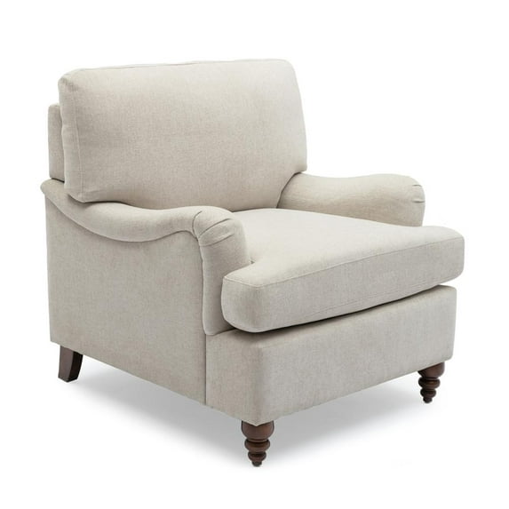 Clarendon Sea Oat Beige Polyester Fabric Upholstered Transitional Arm Chair