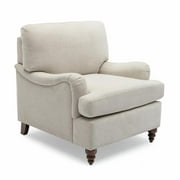 Clarendon Sea Oat Beige Polyester Fabric Upholstered Transitional Arm Chair