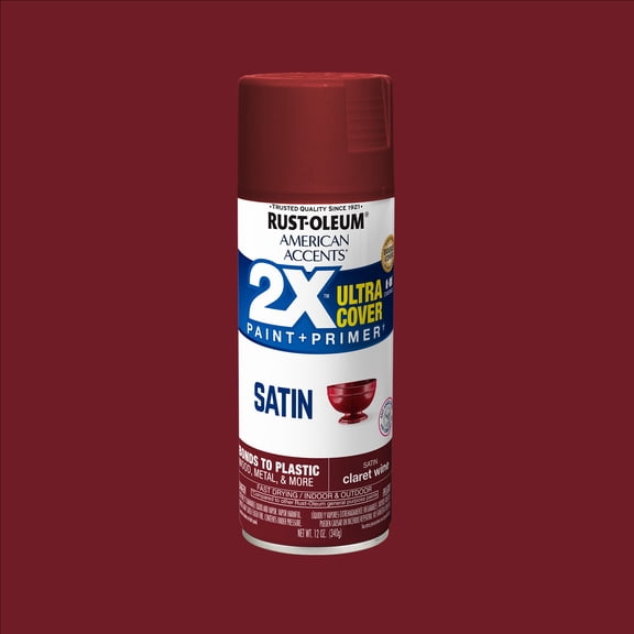 Claret Wine, Rust-Oleum American Accents 2X Ultra Cover Satin Spray Paint-327940, 12 oz