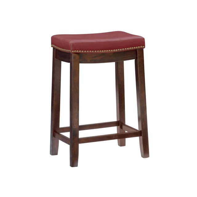 Claridge Backless Faux Leather Nailhead Saddle Counter Height Barstool