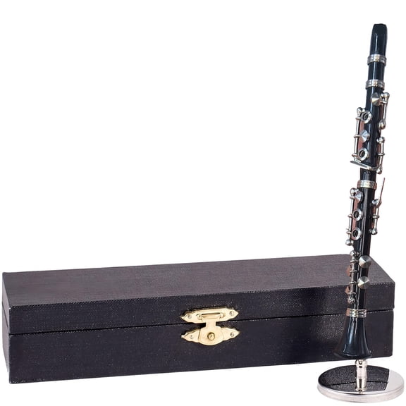 Clarinet Model Desk Decoration Miniature Clarinet Replicas with Stand and Case Gift for Musicians Music Scene Accessory