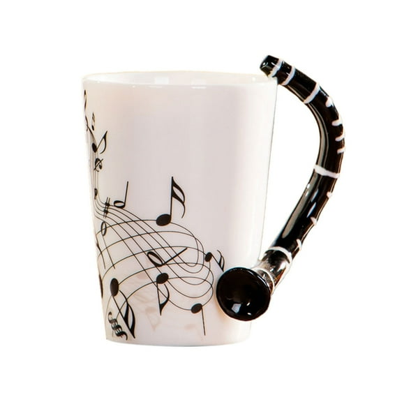 Clarinet Music Mug Unique Handle Art Musical Notes Holds Tea Coffee Milk Ceramic Mug Cup Best Gift