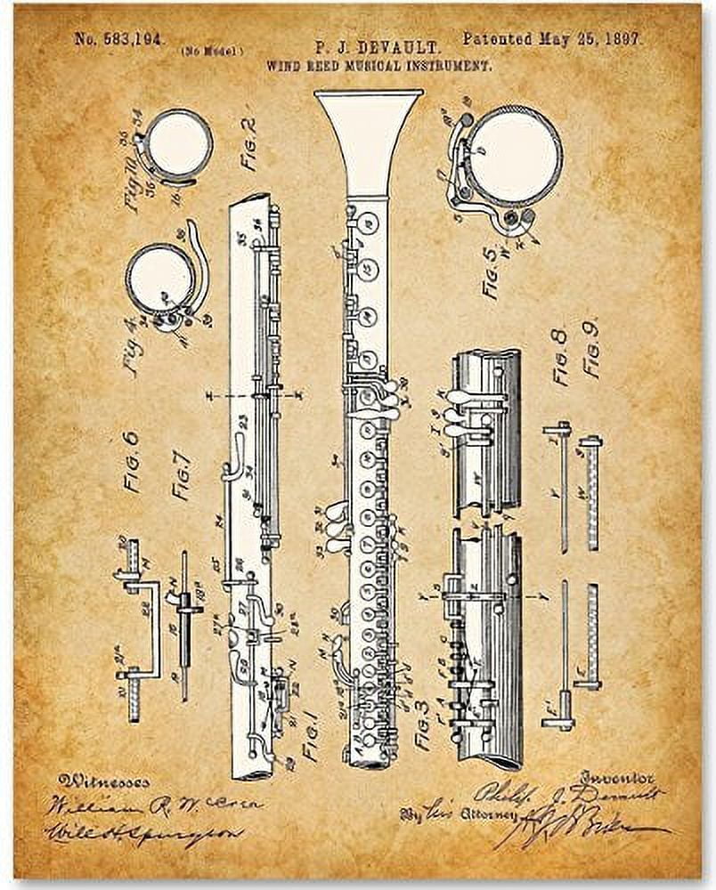 Musical Instrument Art 11x14 Unframed Patent Print Great