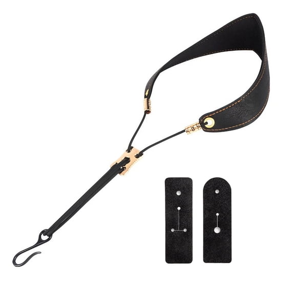 Clarinet Neck Strap with Padded Support, Adjustable Saxophone Style Neck Strap for Bb/A Clarinet, Ergonomic Design for Comfort & Stability, Lightweight Durable Leather Strap