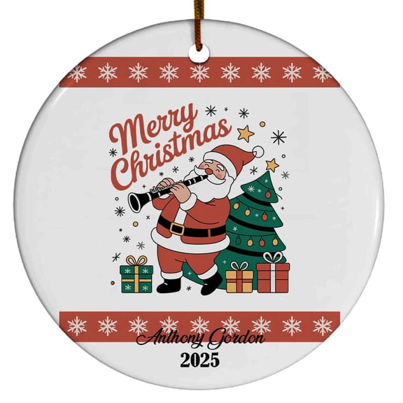 Clarinet Ornaments for Christmas Tree, Keepsake Decor 2025, Ornament Gift for Clarinet Lovers, Custom Player Name Christmas Ornament, Music Lovers and Classical Instrument Fans
