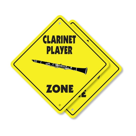 Clarinet Player (2 Pack) Plastic Crossing Sign - 10 Inch X 10 Inch Xing Sign Gift Music Instrument Band Performer Wind Classical Jazz Orchestra Solo Fun