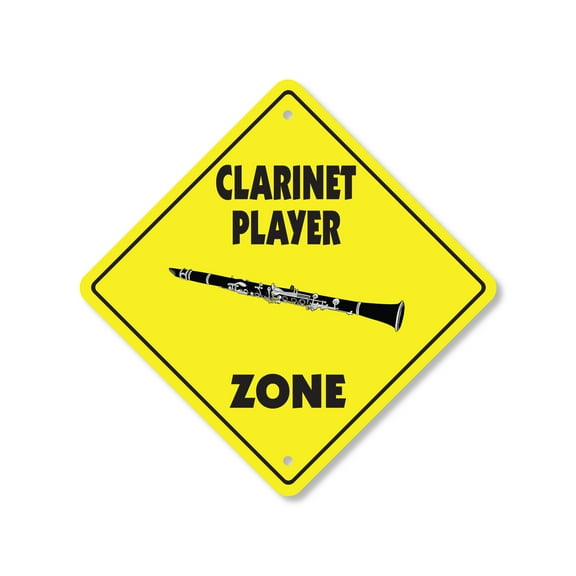Clarinet Player Plastic Crossing Sign - 10 Inch X 10 Inch Xing Sign Gift Music Instrument Band Performer Wind Classical Jazz Orchestra Solo Fun