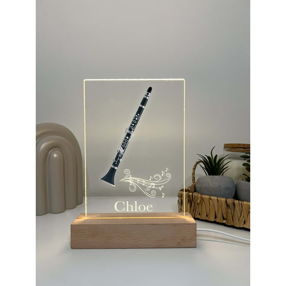 Clarinet Player, Wind Instrument Night Light Up Table Lamp LED Personalized Custom, Gift For Musicians, Clarinetists, Music Band Lovers Gift
