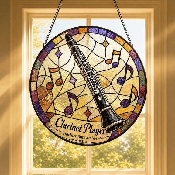 Clarinet Suncatcher Musical Stained Glass Window Hanging Gift for Clarinet Players