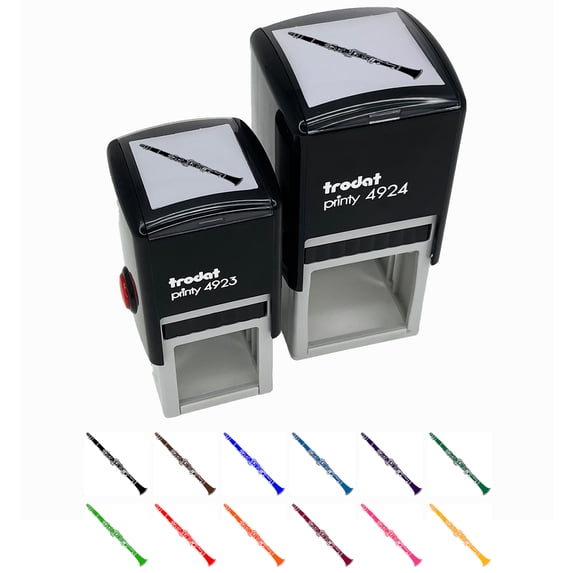 Clarinet Woodwind Musical Instrument Self-Inking Rubber Stamp Ink Stamper - Yellow Ink - Small 1 Inch